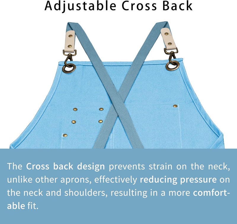 Dulabi Apron, Adjustable Chef Apron for Women and Men with Large Pockets, Cooking Kitchen Apron with Back Straps - Image 5